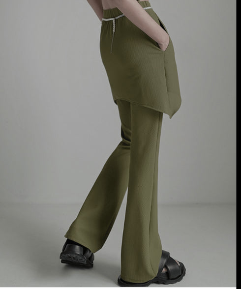 Asymmetric Skirted Flare Pants